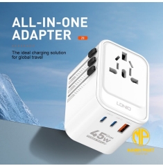 Ổ điện du lịch GaN 45w EU LDNIO Z8 (2p Type-C/ 1p USB)