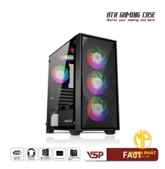 Vỏ Case VSP Gaming FA01 Đen (ATX USB 3.0 | Chuyên Main Dual CPU | Mặt trước lưới | Nắp hông kính)