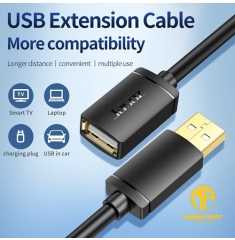 Cáp nối dài USB2.0 JASOZ JASOZ D106 (1,5m) T-D122 Hỗ trợ tốc độ lý thuyết là 480Mbps