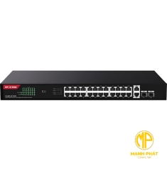 Bộ chuyển mạch Ethernet không được quản lý 26GE+2SFP với 24 cổng PoE IP-Com G1128P-24-250W 
