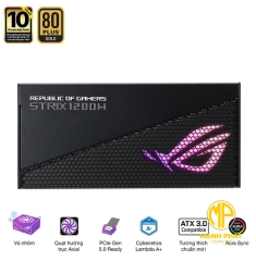 Nguồn ASUS ROG STRIX AURA GAMING PCIE 5.0 1200W 80 Plus Gold Full Modular | ROG-STRIX-AURA-1200G-GAMING
