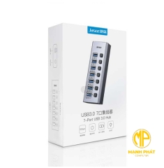 Hub Jasoz T-F165 10 Cổng USB 3.0 Có Công Tắc Kèm Nguồn Phụ 12V/4A ( Có Thể Sạc)