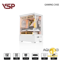 Vỏ Case VSP Aqual X3 Trắng (mATX USB 3.0 | Case 2 kính cường lực (Chưa fan))