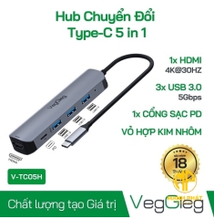 Bộ chuyển đổi Type-C sang USB,PD,HDTV VegGieg V-TC05H (DM V-TC05H)