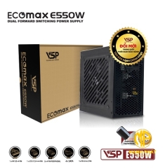 Bộ nguồn VSP EcoMax E550W (550W AC 180-240V/ 5A| 1*8Pin| 2* PCIe 8Pin| 4*Sata| 2*Molex| OVP, SCP, UVP)