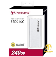 ổ cứng gắn ngoài 240GB SSD ESD240C USB 3.1 Gen 2 type C Transcend (Seq R/W: 520/460MB/s) TS240GESD240C