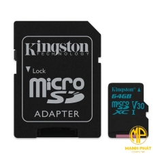 Thẻ nhớ 64GB Kingston Canvas Go 80R/45W U3– MicroSD SDCG2/64GB