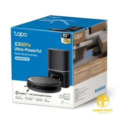 Robot Tapo RV20 Max PLUS hút bụi và lau nhà điều hướng bằng MagSlim™ LiDAR với lực hút 5300Pa và Dock tự động xả