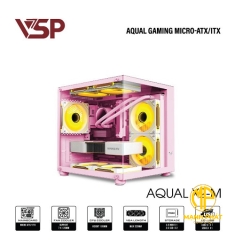 Vỏ Case VSP Aqual X2-M PINK (mATX USB 3.0 | Case bể cá | 2 kính cường lực (Chưa fan))