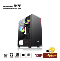 Vỏ Case máy tính VSP V4 Đen (mATX USB 3.0 | Nắp hông kính)