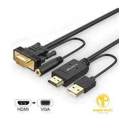 Cáp chuyển đổi HDMI sang VGA (2M)audio 3.5mm Lention HpVa-P1-2M