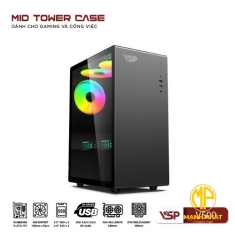 Vỏ Case máy tính VSP V500 Đen (mATX USB 3.0 | SPCC 0.6mm | Nắp hông kính)