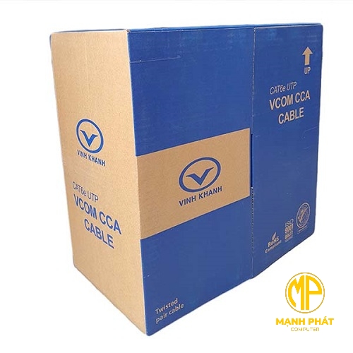Cáp LAN CAT 6 FTP CCA 23AWG , Xanh - PVC (305m) VCOM Cáp 6 hợp kim có chống nhiễu lõi 0,57 L523024