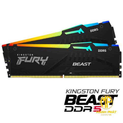 RAM PC Kingston 64GB 6000MT/s DDR5 CL40 DIMM (Kit of 2) FURY Beast RGB XMP| KF560C40BBAK2-64