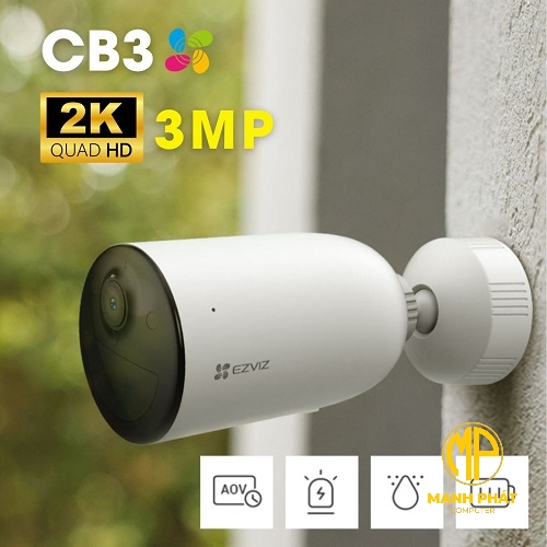 Camera WiFi Dùng Pin 2MP EZVIZ CS-EB3 (3MP) (giá ko kèm tấm pin)