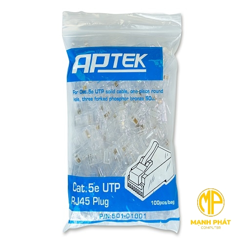 Modular plug đầu RJ45 CAT.5e, 3 prongs contact, 50u