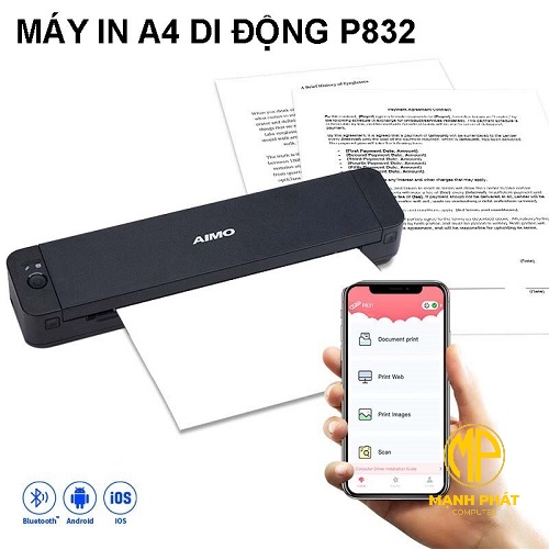Máy In Khổ A4 Di Động Aimo P832 (A4, USB-C, Bluetooth, Pin 2,000mAh)
