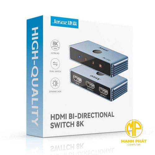 Bộ Chuyển Đổi Jasoz T-G175 HDMI 2 Chiều 1 Ra 2 Và 2 Vào 1 Hỗ Trợ 8K@60Hz