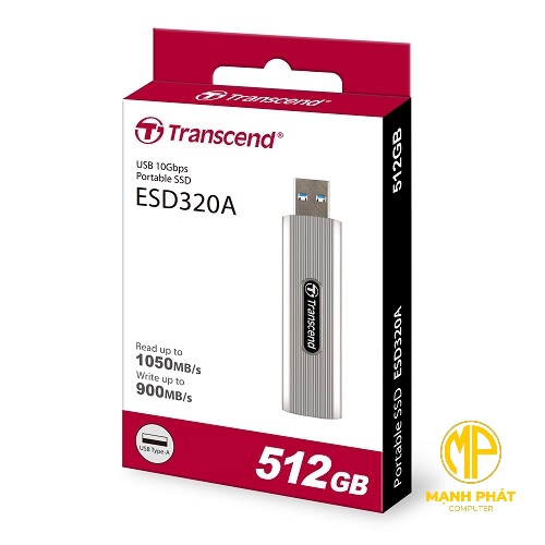 ổ cứng gắn ngoài Transcend 512GB,External SSD, ESD320A, USB 10Gbps, Type-A, Capless| TS512GESD320A