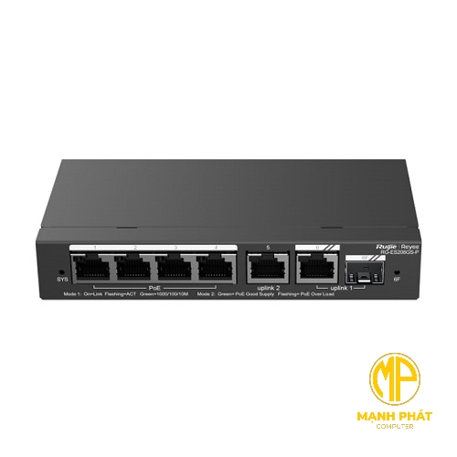 Smart Cloud Managed Switch 6 cổng PoE Gigabit Reyee Ruijie| RG-ES206GS-P
