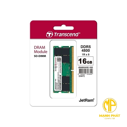 Ram Transcend Laptop 16GB DDR5 4800 SO-DIMM 1Rx8 2Gx8 CL40 1.1V| JM4800ASE-16G