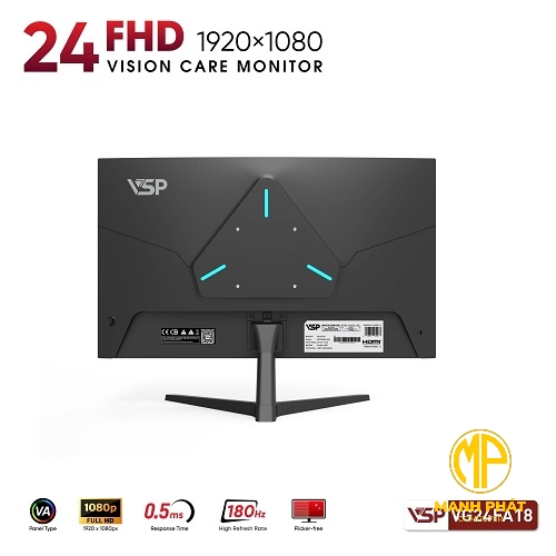 Màn Hình VSP VG24FA180 Đen (24inch VA | 180Hz | HDMI *1 | DP*1 | 0.5ms)