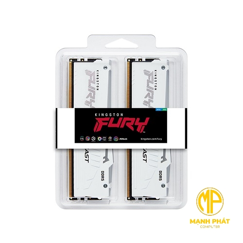 Ram PC Kingston DDR5 16GB 5200 Mhz CL40 DIMM FURY Beast White RGB XMP| KF552C40BWA-16