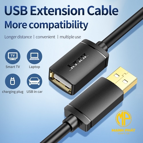 Cáp nối dài USB2.0 JASOZ JASOZ D106 (3m) T-D123 Hỗ trợ tốc độ lý thuyết là 480Mbps
