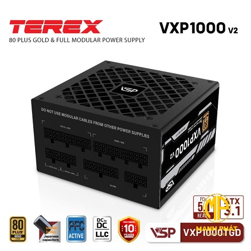 Bộ Nguồn VSP Terex VXP1000TGD v2 (1000W 80Plus Gold Full Modular Ver2 ATX3.1 PCIE5.1)