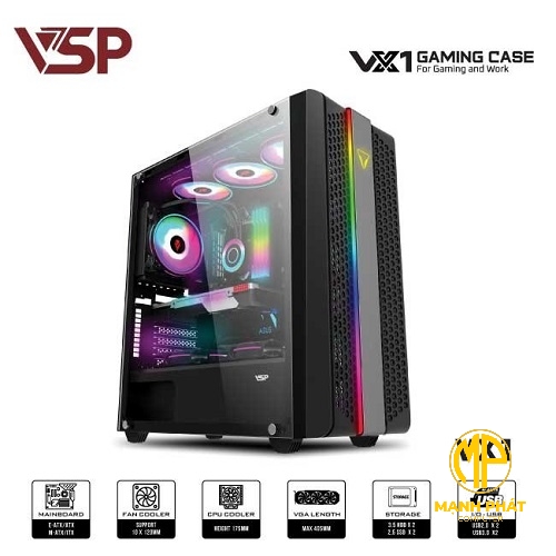 Vỏ Case Chuyên Workstation và Gaming VSP VX1 (E-ATX USB 3.0 | Có Sẵn LED RGB | Chuyên Main dual CPU | Nắp hông kính)