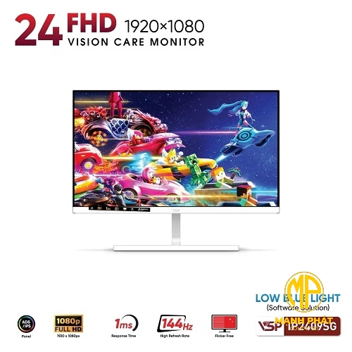 Màn Hình VSP IP2409SG (24inch IPS FHD 144Hz 1ms FreeSync Adaptive Sync White)
