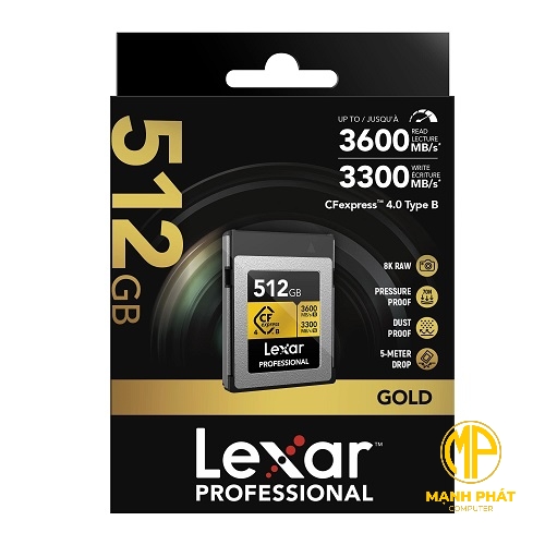 Thẻ nhớ Lexar (LCXEXP4512G-RNENG) 512GB Professional CFexpress 4.0 Type B Gold
