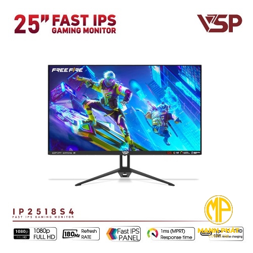 Màn hình VSP Gaming IP2518S4 (25inch Fast IPS | 180Hz | HDMI*2 | DP*1 | Type-C*1 | Loa 8Ω1W*2 | 1ms)