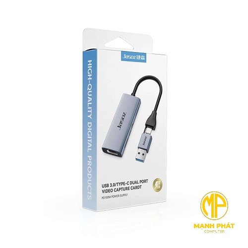 Video Capture Card hỗ trợ PD100W JASOZ (0.21m) T-G190 Áp dụng thiết kế giao diện kép Type-C+USB