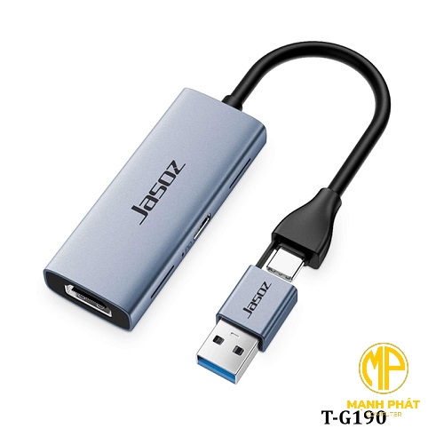 Video Capture Card hỗ trợ PD100W JASOZ (0.21m) T-G190 Áp dụng thiết kế giao diện kép Type-C+USB