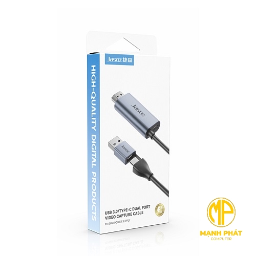 Video Capture Card hỗ trợ PD100W JASOZ (0.21m) T-G190 Áp dụng thiết kế giao diện kép Type-C+USB
