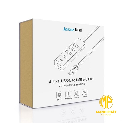 HUB USB3.0 4 cổng đầu vào Type-C JASOZ F117 (1m) T-F156 Hỗ trợ ổ cứng 5TB không cần nguồn điện, hỗ trợ ổ cứng 18TB có nguồn điện Truyền tốc độ cao USB3.0 300MB/giây